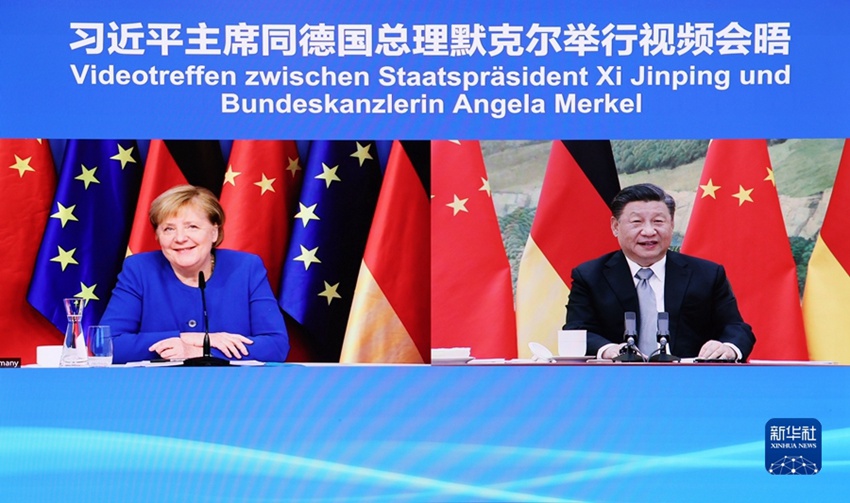 시진핑 주석, 메르켈 독일 총리와 화상 회담
