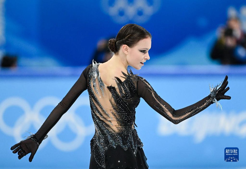러시아 올림픽위원회의 안나 셰르바코바 선수가 경기에 임하고 있다. [사진 출처: 신화사] 