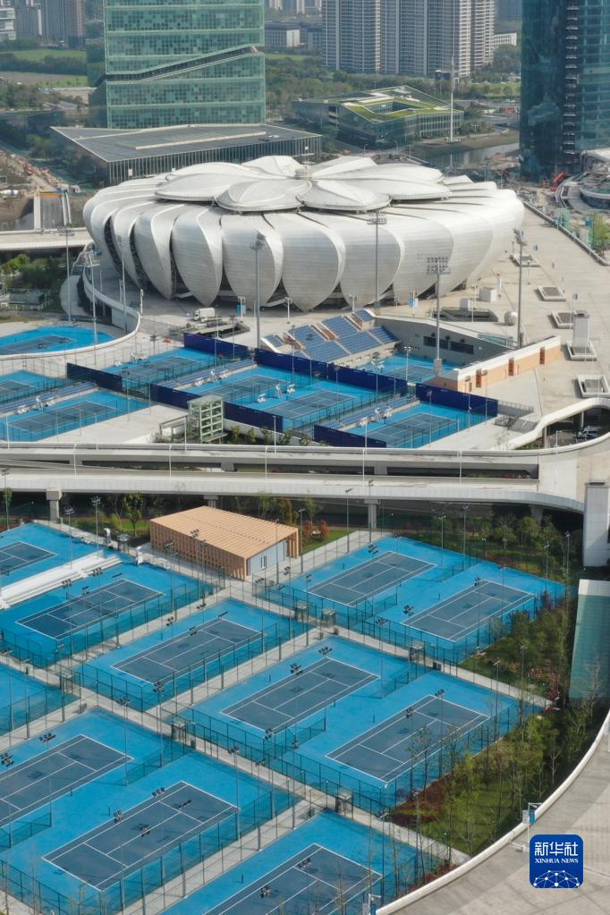 2022년 3월 30일 드론으로 촬영한 항저우 올림픽 스포츠센터 테니스센터 [사진 출처: 신화사]