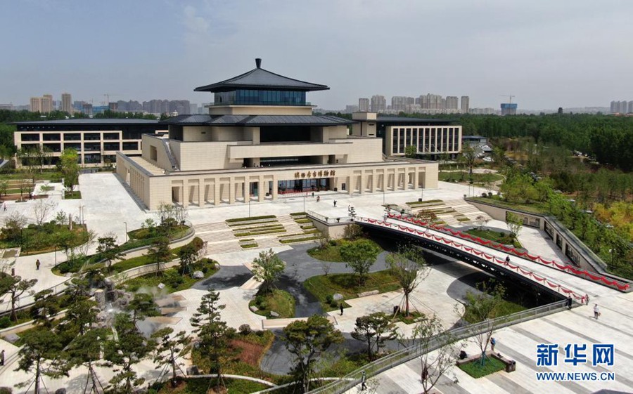 28일 드론으로 촬영한 산시고고학박물관 외부 전경 [사진 출처: 신화망]