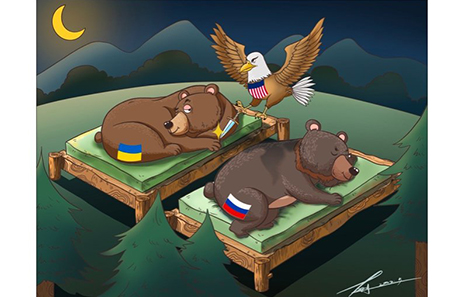 [만평] 미국, 러시아-우크라이나 전쟁에 한몫 ‘톡톡’