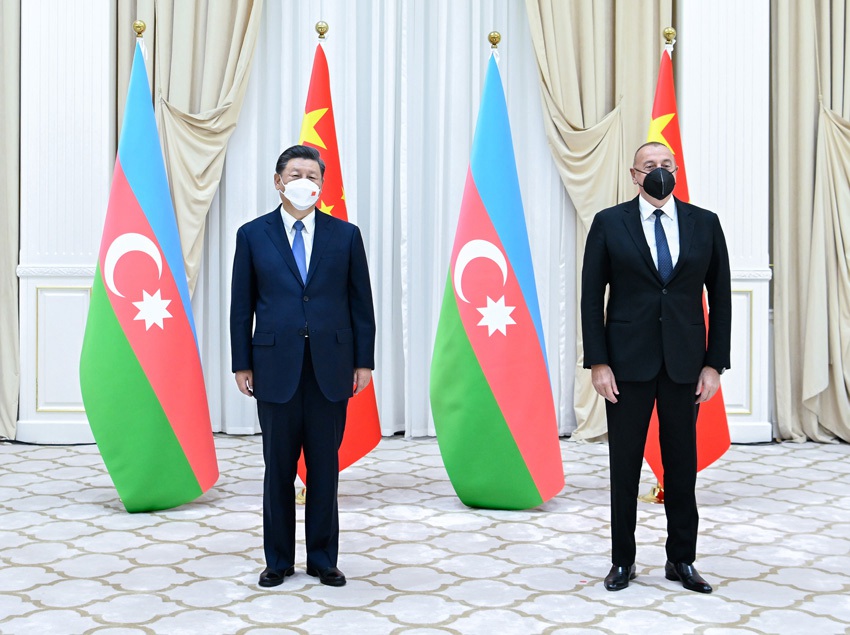 시진핑 주석, 알리예프 아제르바이잔 대통령 만나