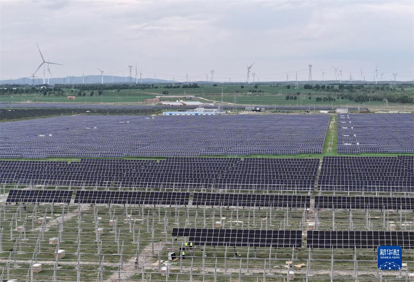 장자커우시 캉바오현 장지진 건설 중인 태양광발전소 [7월 11일 드론 촬영/사진 출처: 신화사]
