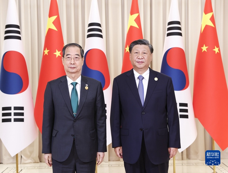 시진핑 주석, 한덕수 한국 총리 회견