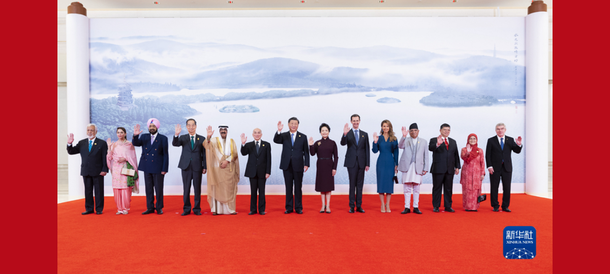 시진핑 주석 내외, 항저우 아시안게임 개막식에 참석한 외국 귀빈을 위해 환영회 개최