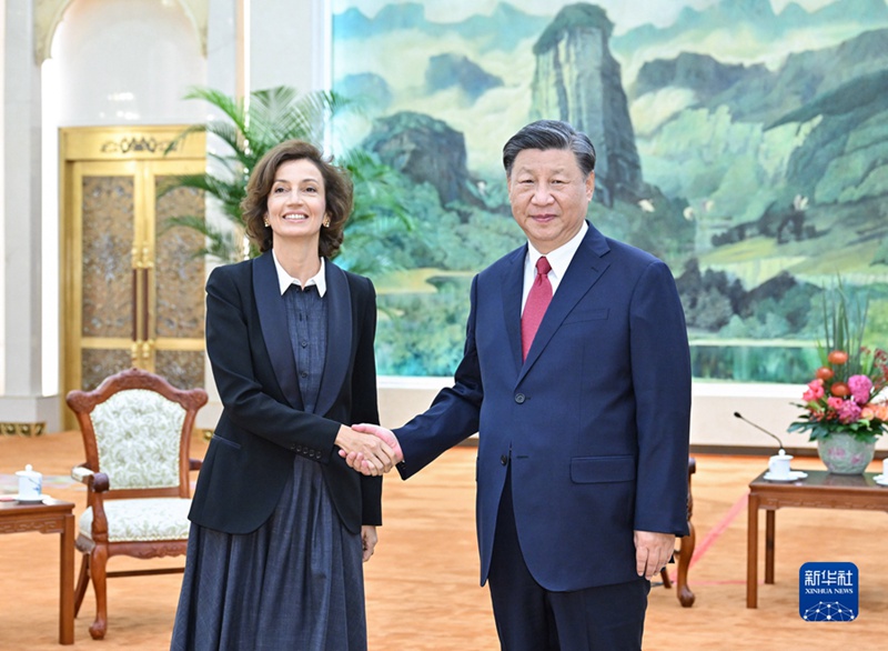 시진핑 주석, 오드레 아줄레 유네스코 사무총장 회견