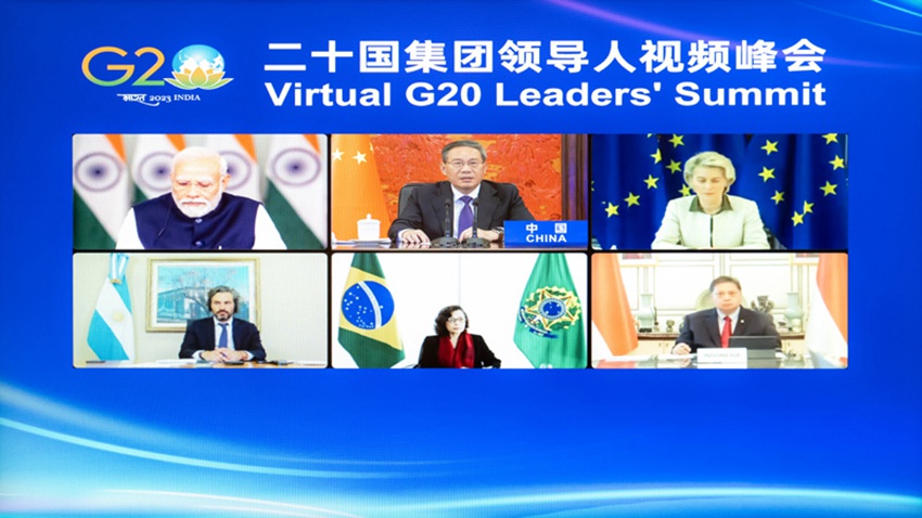 中 리창 총리, 화상 G20 정상회의에 참석해 연설 발표