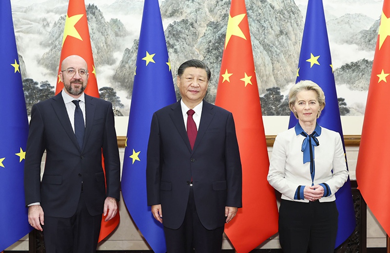 [포토] 시진핑 주석, 미셸 EU 정상회의 상임의장-폰데어라이엔 EU 집행위원장 회견