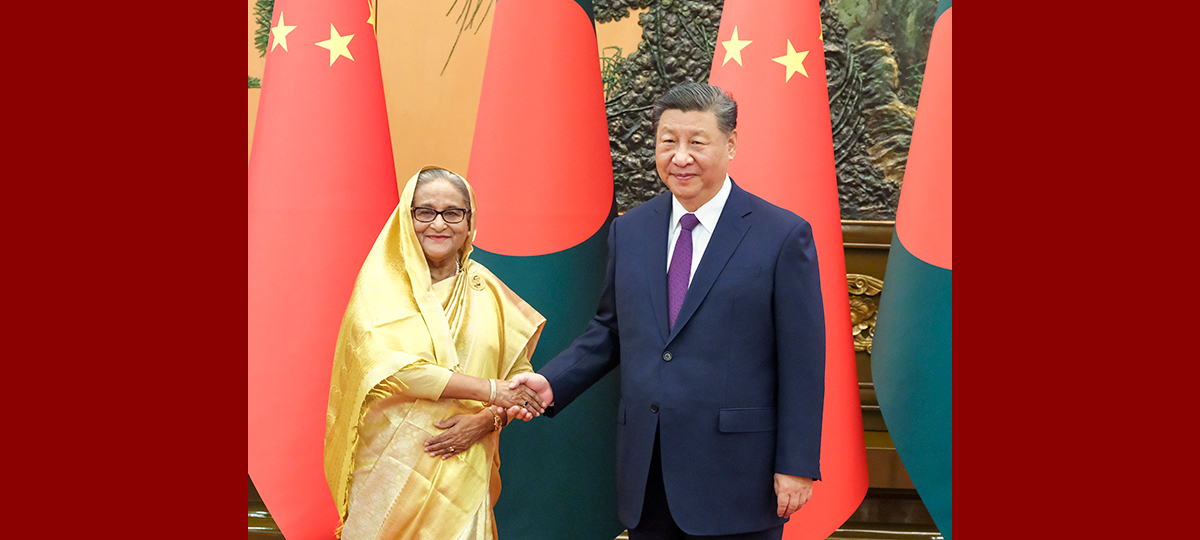 시진핑 주석, 셰이크 하시나 방글라데시 총리 회견