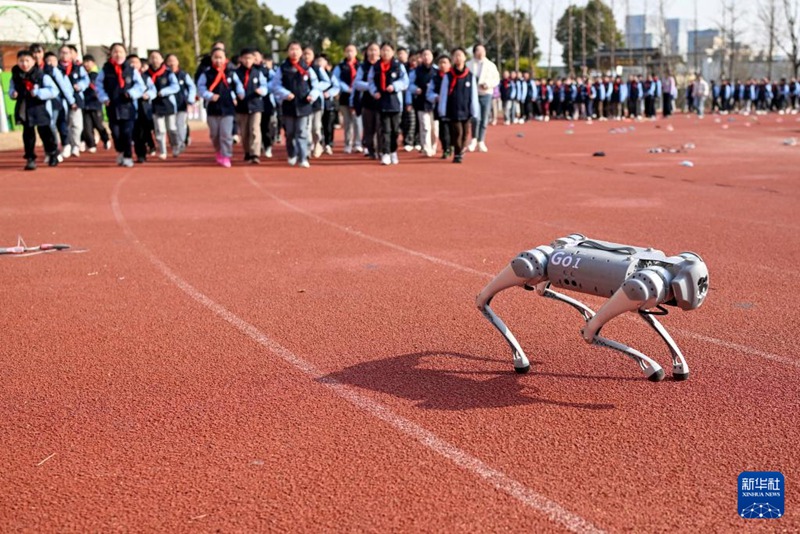 로봇 개, 학교 쉬는 시간 활동 이끌어