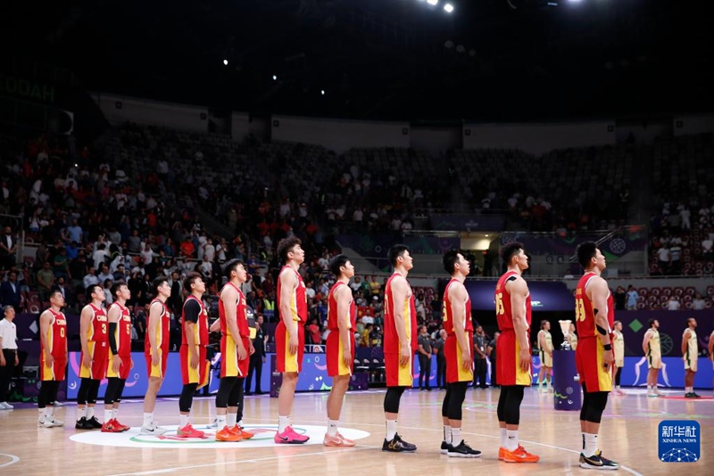 중국팀 선수들이 경기 전 국가 연주식에 정렬해 있다. [8월 17일 촬영/사진 출처: 시화사]