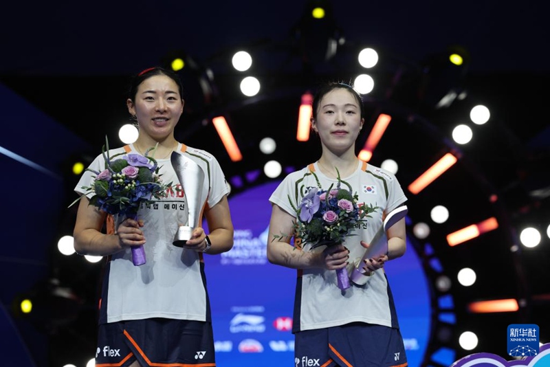 김혜정/공희용(좌) 한국 선수가 시상대에 올라 있다. [9월 21일 촬영/사진 출처: 신화사]