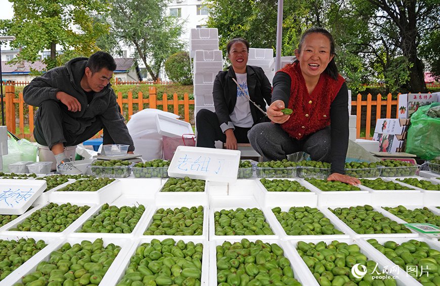 지린(吉林)성 지안(集安)시 량수이(凉水) 차오셴족(朝鮮族, 조선족)향의 리슈팡(李秀芳) 씨와 가족들은 이른 아침 지안의 시장에 노점을 펼쳤다. 올해 그녀의 가족이 재배한 키위가 큰 풍년을 맞았다.