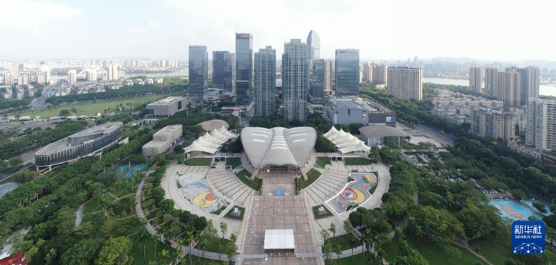 광둥 후이저우(惠州) 체육관 전경. 전국운동회 태권도 경기와 일반 부문 롤러스케이트 경기가 이곳에서 열린다. [10월 25일 드론 촬영/사진 출처: 신화사]