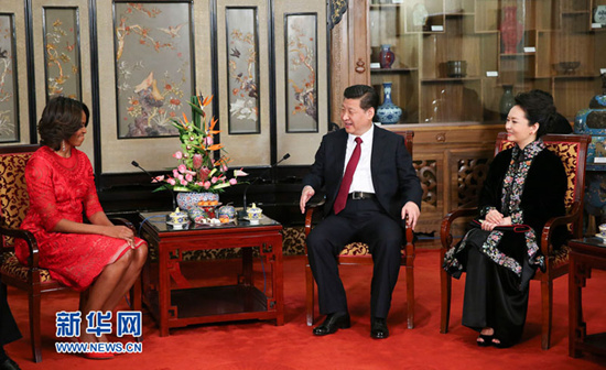 시진핑 주석 부부, 美 미셸 영부인과 회동