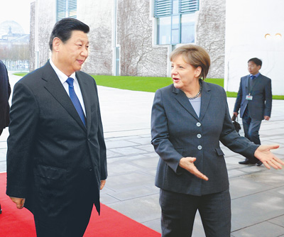 3월 28일 시진핑（習近平） 국가주석은 앙겔라 메르켈 독일 총리와 회담을 가졌다.