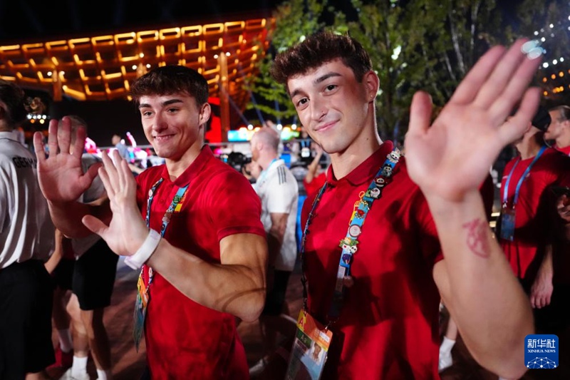 선수들이 폐막식에 입장한다. [8월 17일 촬영/사진 출처: 신화망]